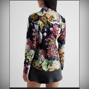 NWOT EXPRESS Slim Fit Floral button down PORTIFINO dress shirt